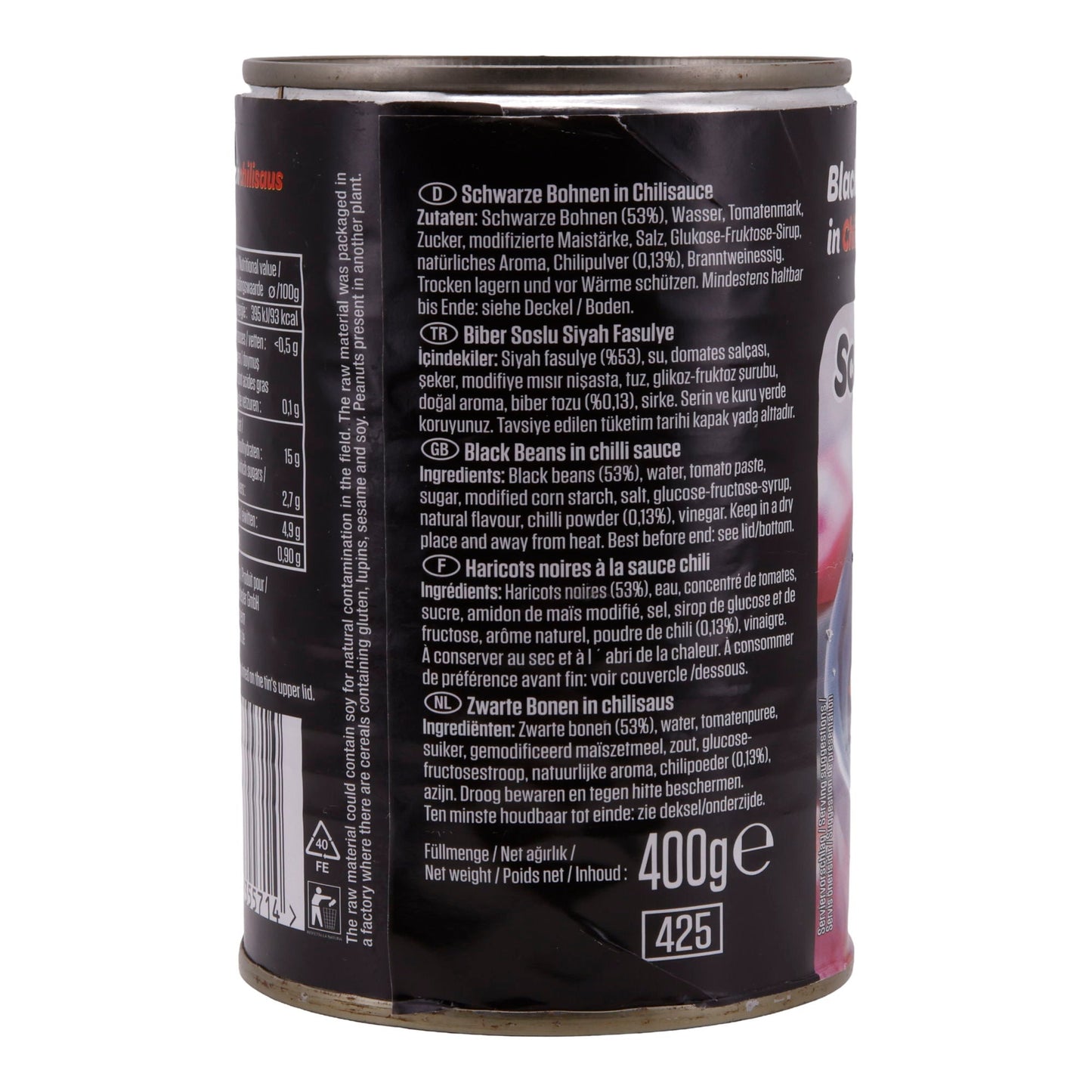 Fagioli neri in salsa di chili SUNTAT | Fagioli | Esperienza di gusto piccante dalla Turchia | 400 g