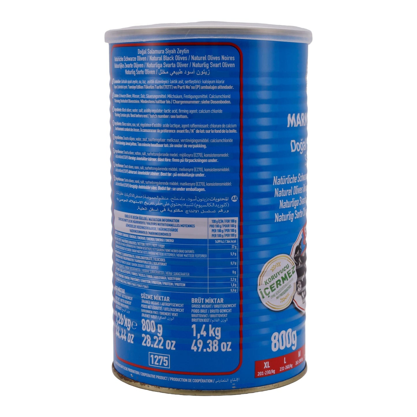 Olive nere Marmarabirlik | Olive nere naturali | Qualità extra, senza conservanti | 800 g