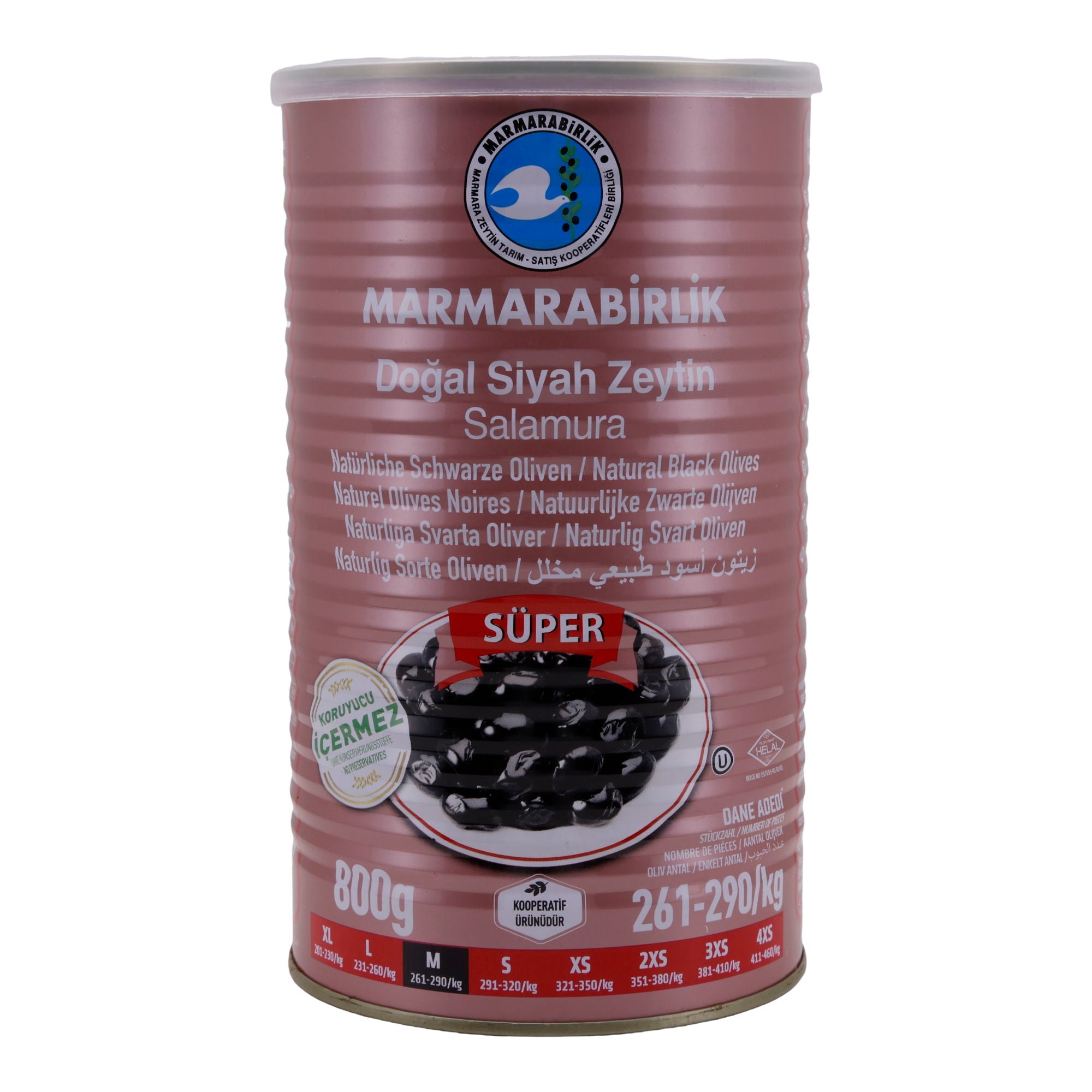 Schwarze Oliven Marmarabirlik | Natürliche schwarze Oliven | In Salzlake, ohne Konservierungsstoffe | 800 g Dose - Taste Your World