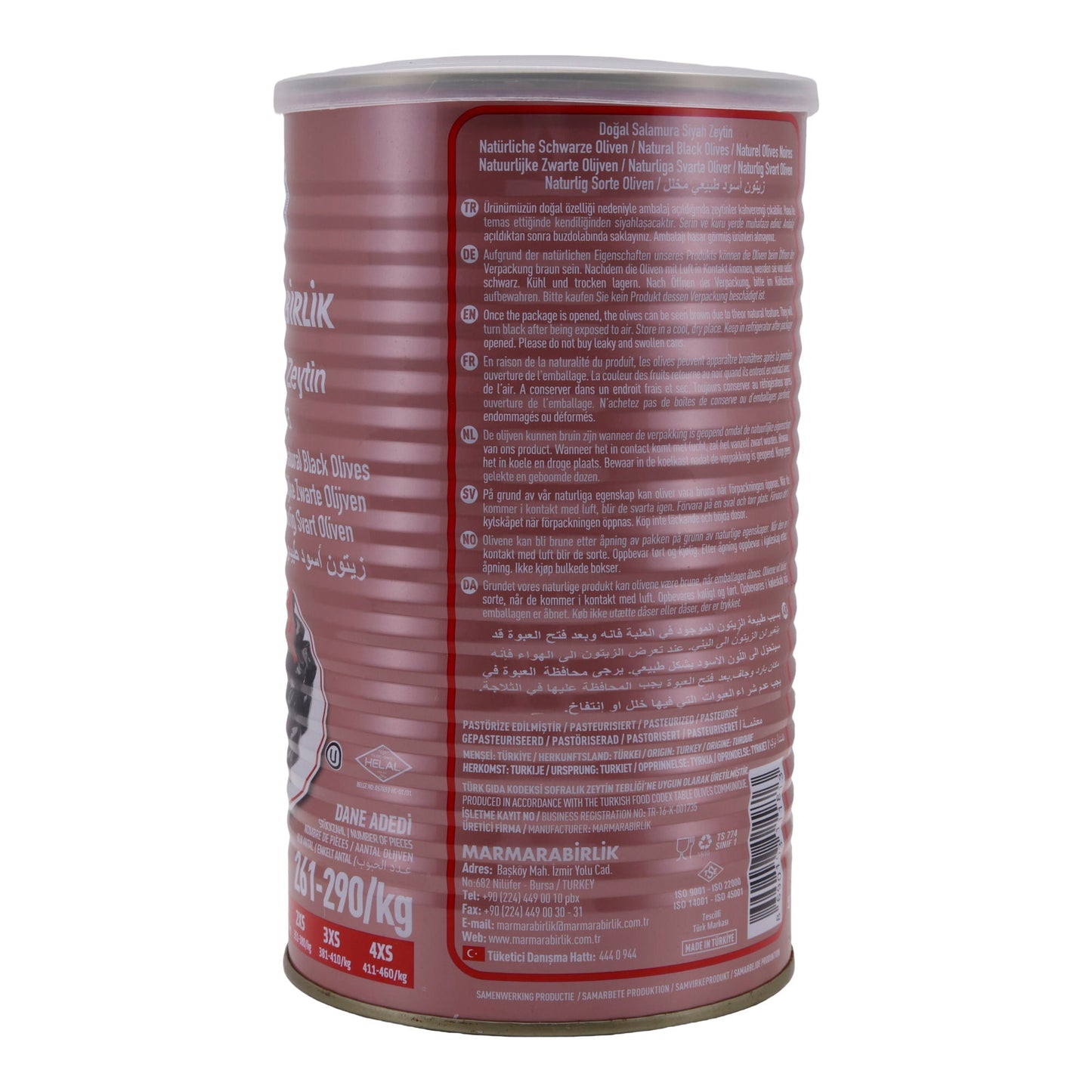 Olive nere Marmarabirlik | Olive nere naturali | In salamoia, senza conservanti | Barattolo da 800 g