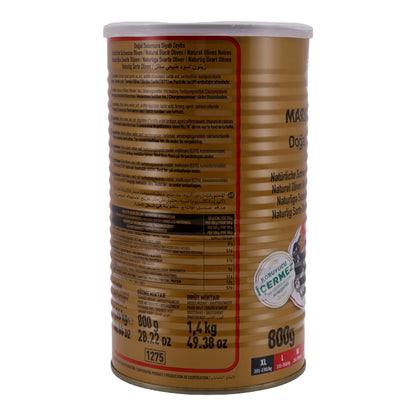 Schwarze Oliven Marmarabirlik | Natuurlijke zwarte olijven | Laag zoutgehalte, MEGA formaat | 800 g blik