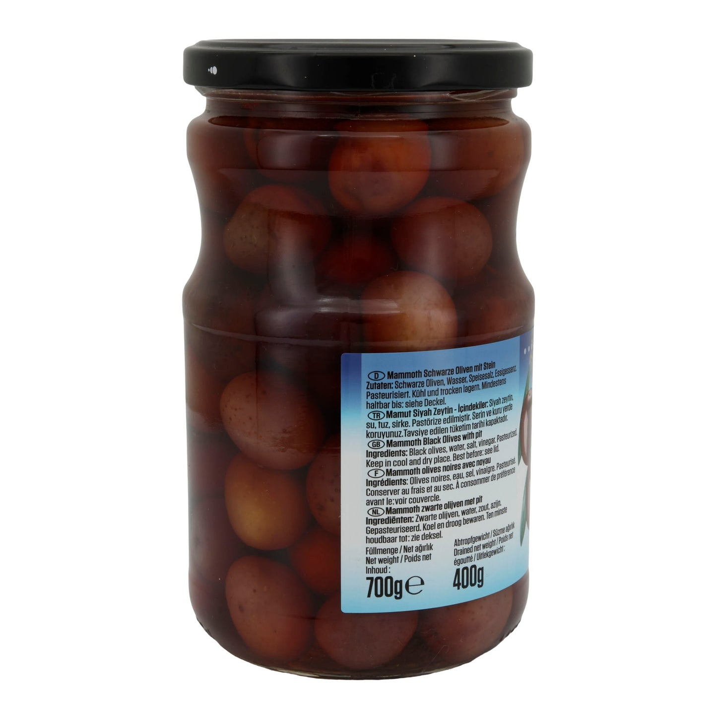 Schwarze Oliven Suntat | Mammoth | Große schwarze Oliven | 700 g