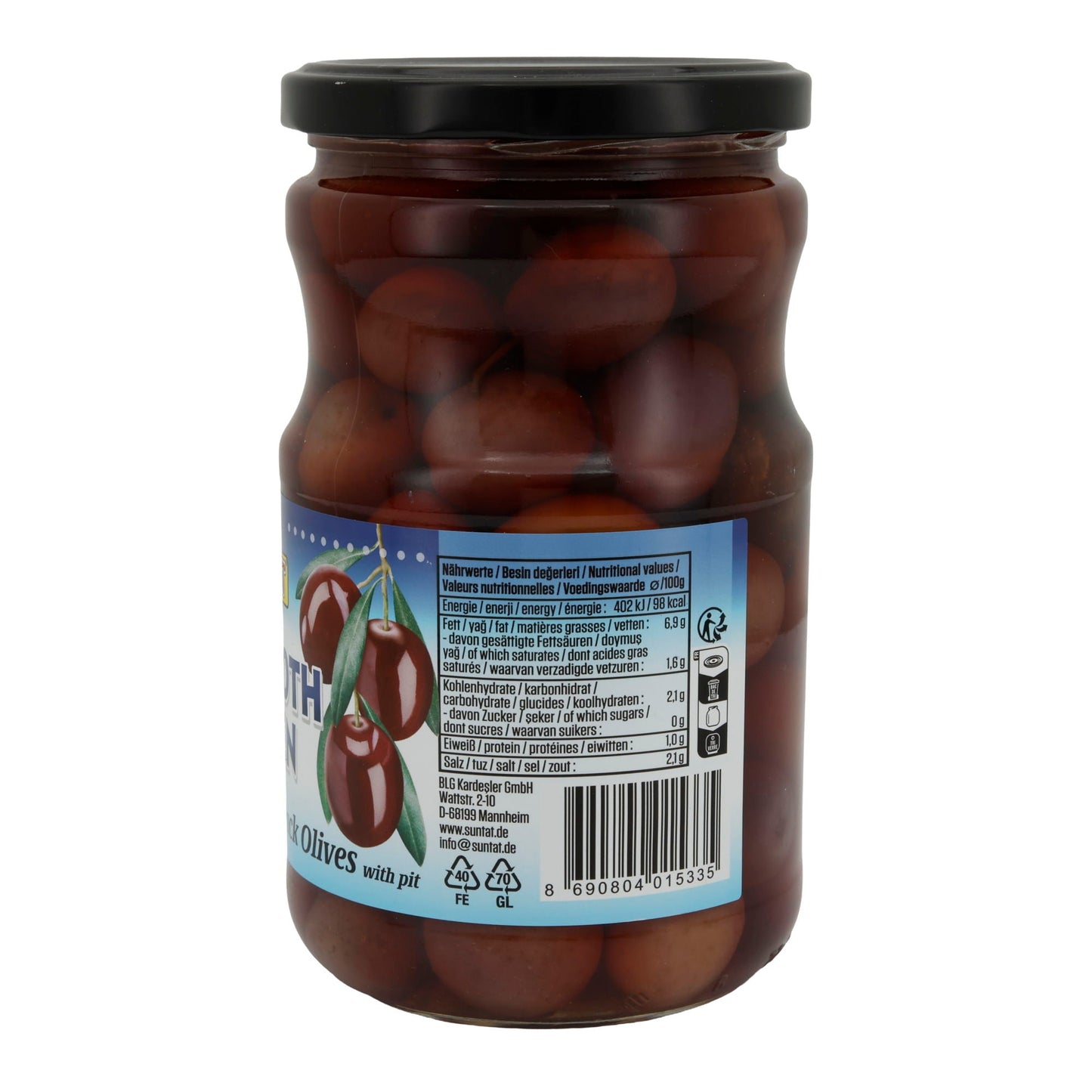 Schwarze Oliven Suntat | Mammoth | Große schwarze Oliven | 700 g