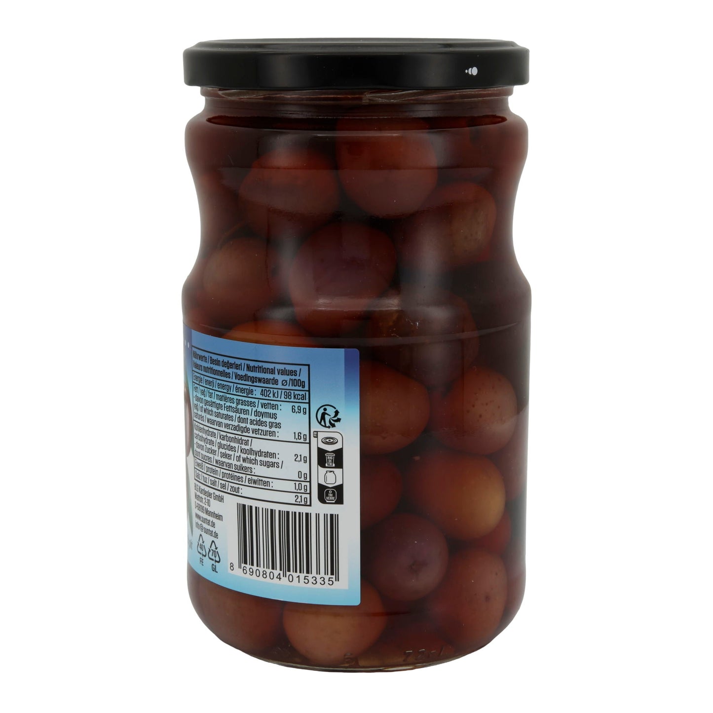 Schwarze Oliven Suntat | Mammoth | Große schwarze Oliven | 700 g