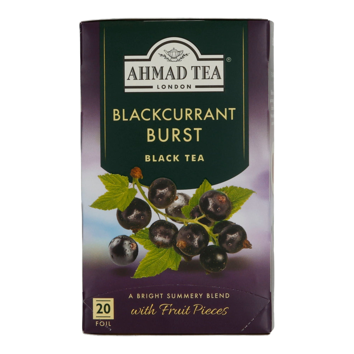 Schwarzer Tee Ahmad Tea | Blackcurrant Burst | Mit Fruchtstücken | 20 Teebeutel AHMAD TEA