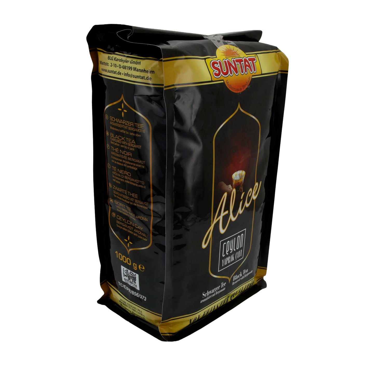 Tè nero Suntat | Alice Ceylon Tee | Aromatizzato con bergamotto | 1000 g