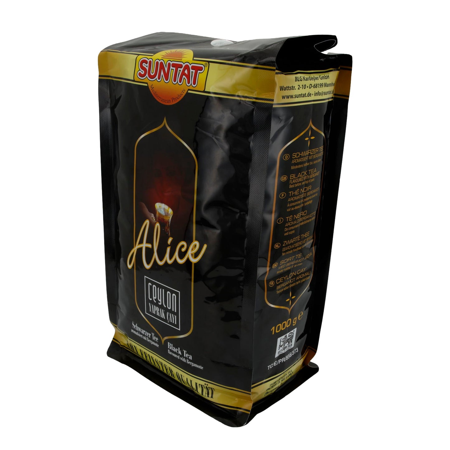 Tè nero Suntat | Alice Ceylon Tee | Aromatizzato con bergamotto | 1000 g