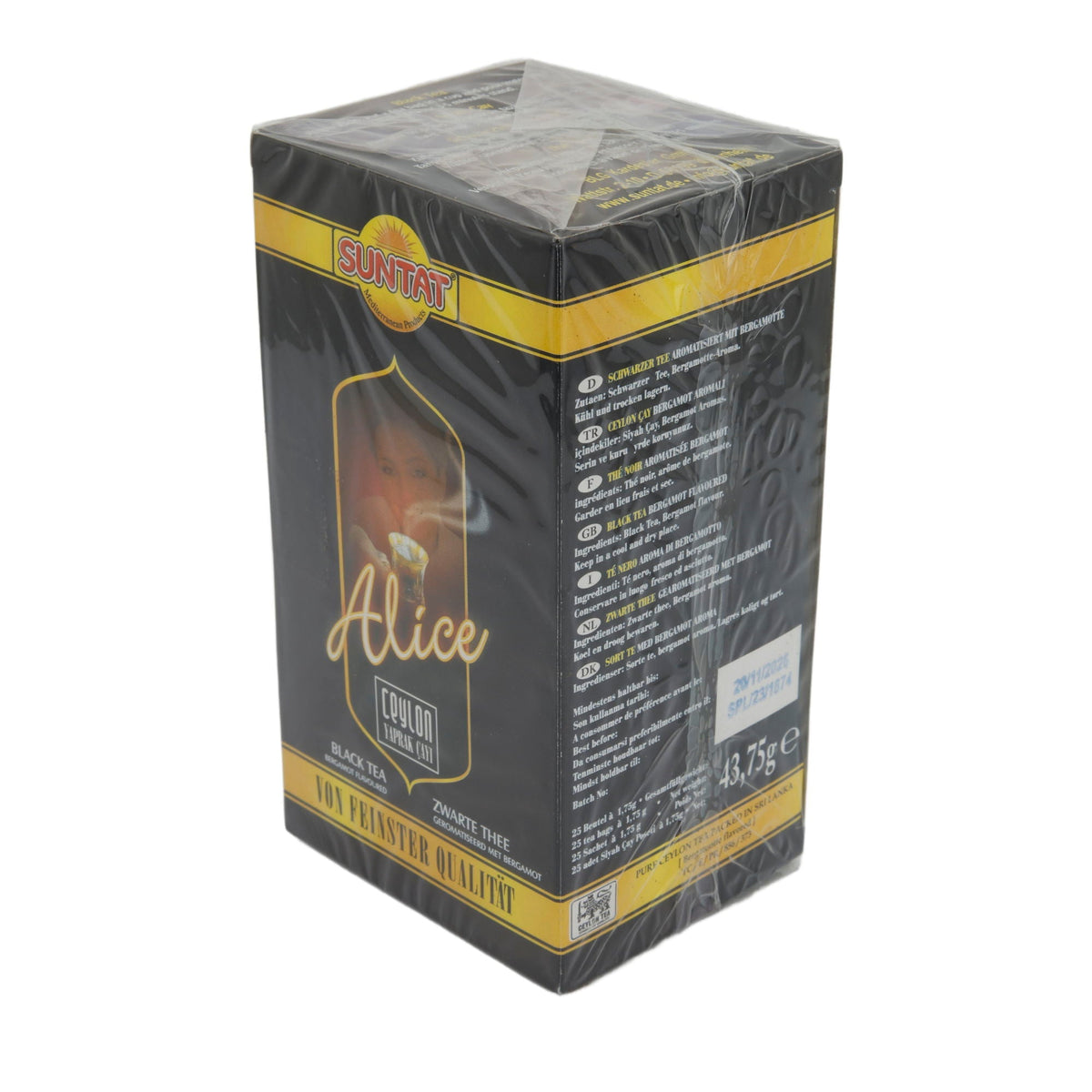 Schwarzer Tee Suntat | Alice Ceylon Tee | Aromatisiert mit Bergamotte | 43,75 g SUNTAT