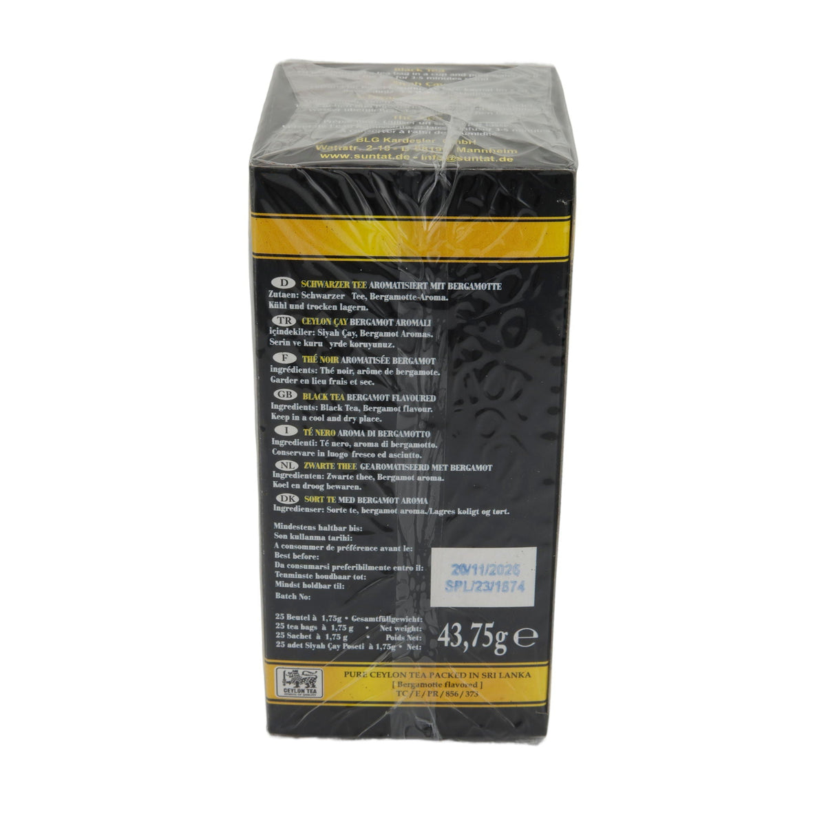 Schwarzer Tee Suntat | Alice Ceylon Tee | Aromatisiert mit Bergamotte | 43,75 g SUNTAT
