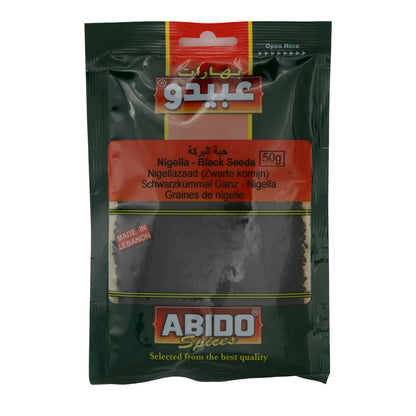 Schwarzkümmel Abido | Ganz | Aromatisch, Nigella-Samen, für Brot, Salate & Tee | 50 g