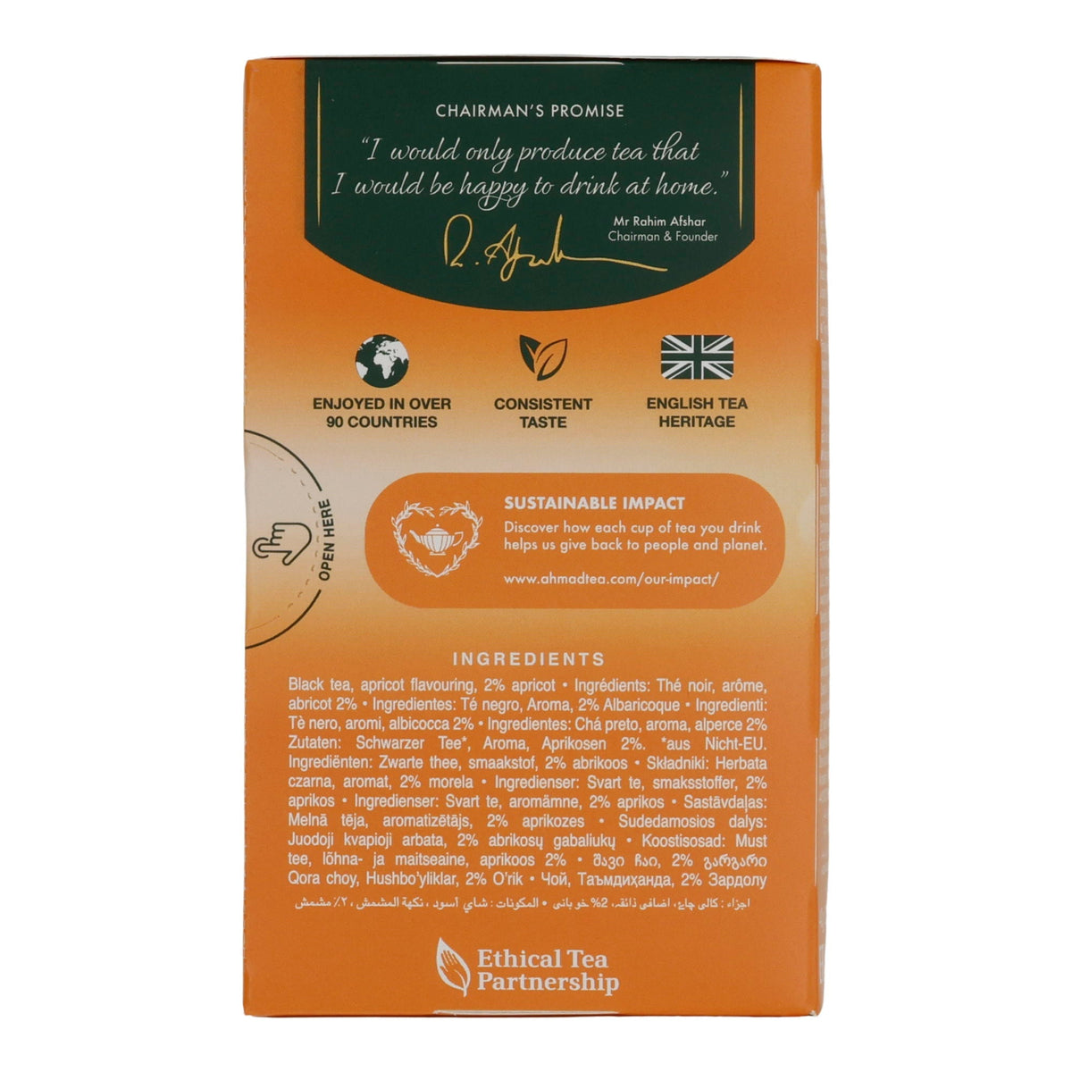 Schwarztee Ahmad Tea | Apricot Sunrise | Mit Aprikosenstücken & Aroma | 20 Teebeutel | 40g AHMAD TEA
