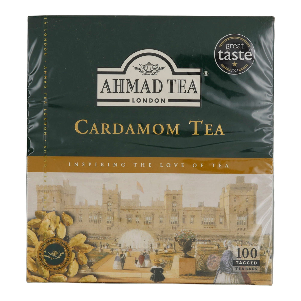 Schwarztee Ahmad Tea | Cardamom Tea | Würzige Schwarztee-Mischung mit Kardamom | 100 Teebeutel | 200g AHMAD TEA