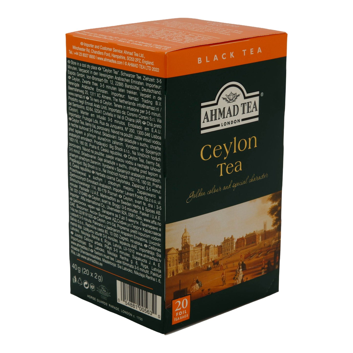 Schwarztee Ahmad Tea | Ceylon Tea | Goldene Farbe & aromatischer Geschmack | 20 Teebeutel | 40g