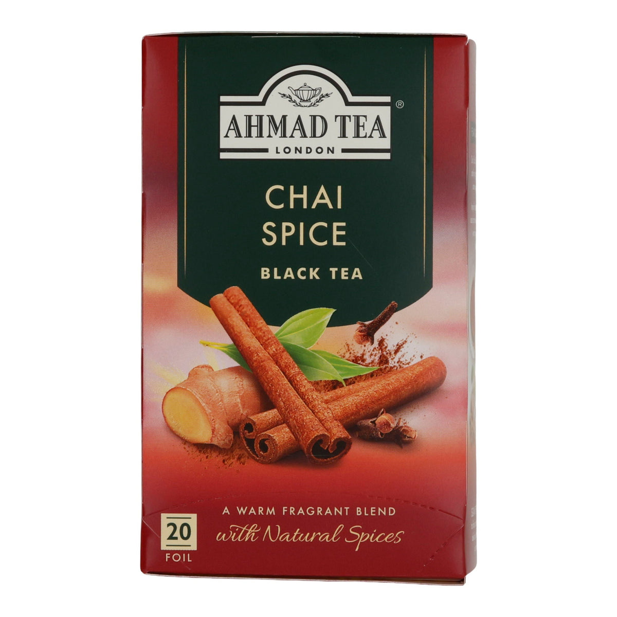 Schwarztee Ahmad Tea | Chai Spice | Mit Zimt & Ingwer | Würzig & Aromatisch | 20 Teebeutel