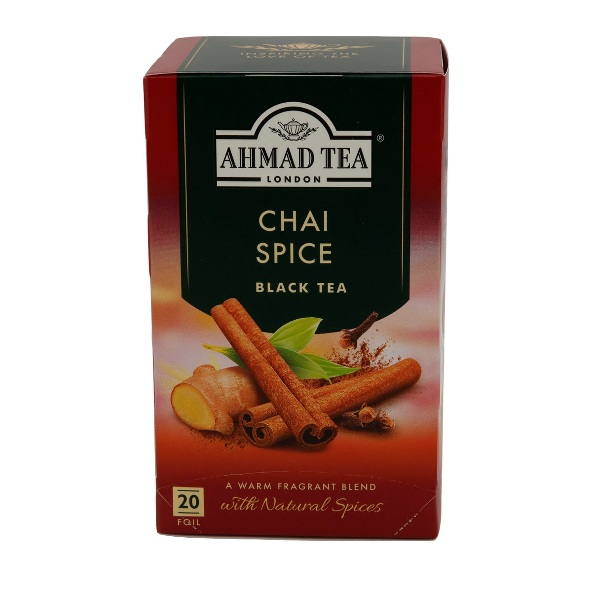 Schwarztee Ahmad Tea | Chai Spice | Mit Zimt & Ingwer | Würzig & Aromatisch | 20 Teebeutel