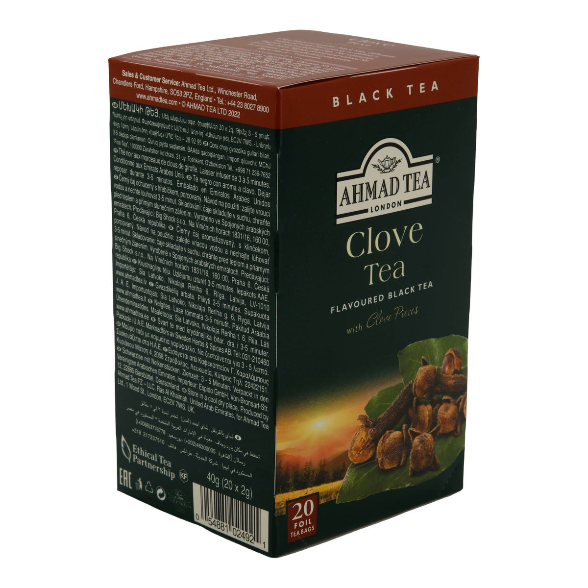 Schwarztee Ahmad Tea | Clove Tea | Mit Nelkenstücken | 20 Teebeutel | Würzig & Aromatisch AHMAD TEA