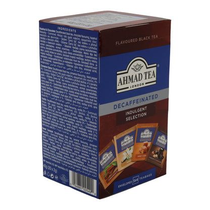 Schwarztee Ahmad Tea | Decaffeinated Indulgent Selection | Koffeinfreie Auswahl aromatisierter Schwarztees | 4 Sorten à 5 Teebeutel AHMAD TEA