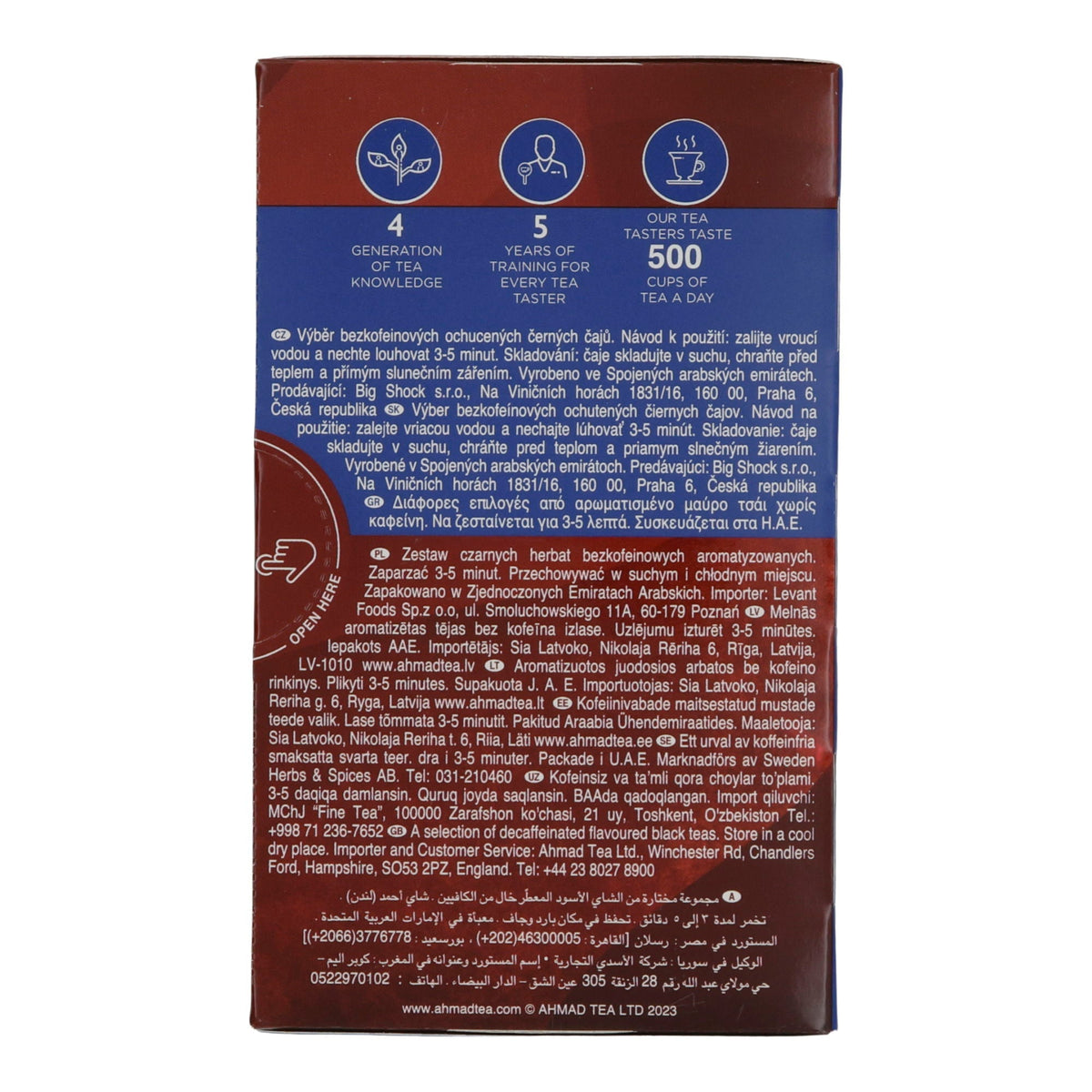 Schwarztee Ahmad Tea | Decaffeinated Indulgent Selection | Koffeinfreie Auswahl aromatisierter Schwarztees | 4 Sorten à 5 Teebeutel