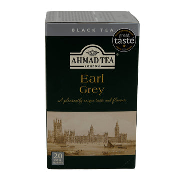 Schwarztee Ahmad Tea | Earl Grey | Klassischer Schwarzer Tee mit Bergamotte-Aroma | 20 Teebeutel AHMAD TEA