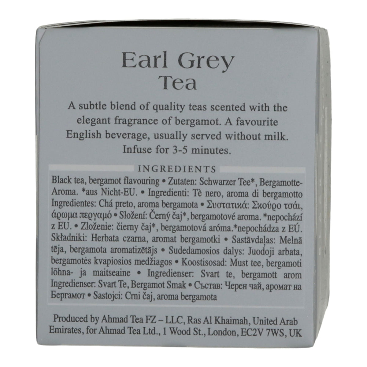 Schwarztee Ahmad Tea | Earl Grey | Klassischer Schwarzer Tee mit Bergamotte-Aroma | 20 Teebeutel AHMAD TEA
