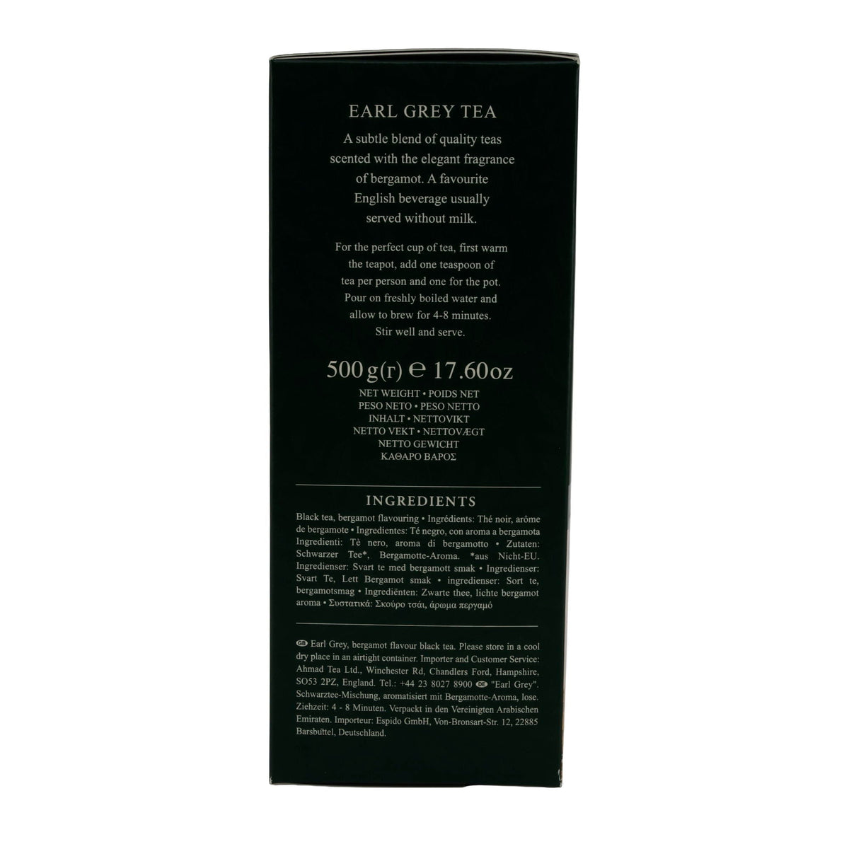 Schwarztee Ahmad Tea | Earl Grey Loose Tea | Loser Tee mit Bergamotte | 500 g inkl. Teesieb AHMAD TEA