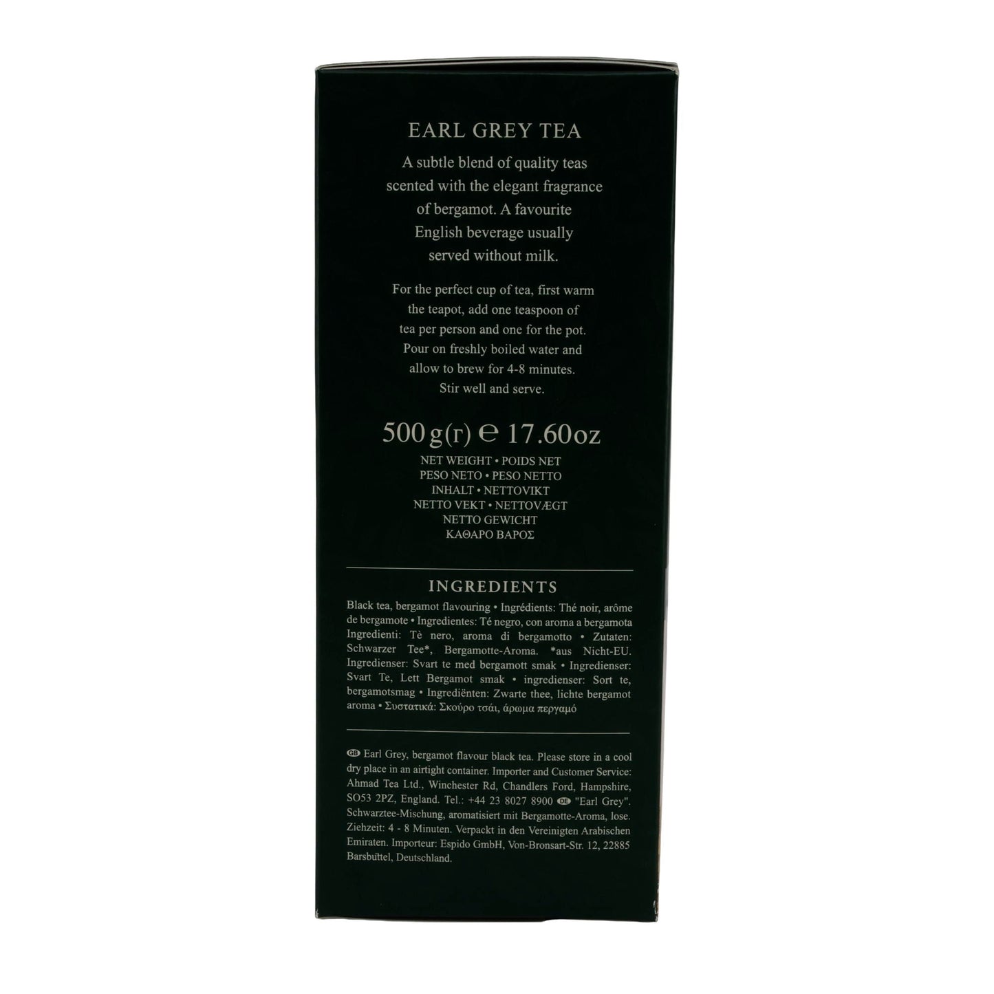 Schwarztee Ahmad Tea | Earl Grey Loose Tea | Loser Tee mit Bergamotte | 500 g inkl. Teesieb