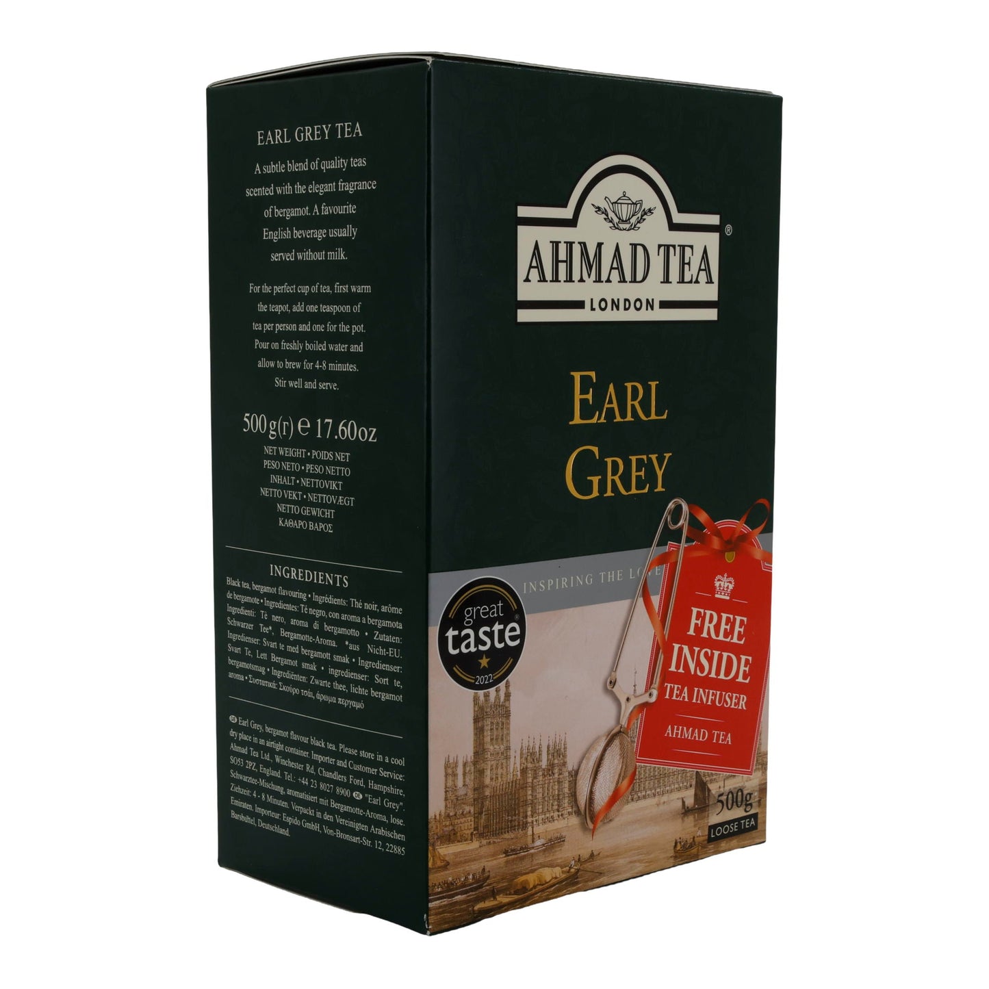 Schwarztee Ahmad Tea | Earl Grey Loose Tea | Loser Tee mit Bergamotte | 500 g inkl. Teesieb