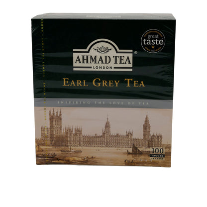 Schwarztee Ahmad Tea | Earl Grey Tea | Mit feiner Bergamotte | 100 Teebeutel | 200g