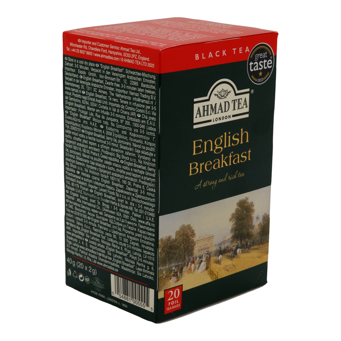 Schwarztee Ahmad Tea | English Breakfast | Klassischer Schwarzer Tee für den Frühstücksgenuss | 20 Teebeutel