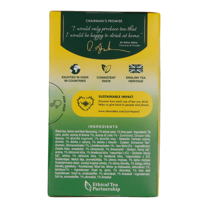 Schwarztee Ahmad Tea | Lemon & Lime Twist | Zitrus-Aroma mit Fruchtstücken | 20 Teebeutel | 40g