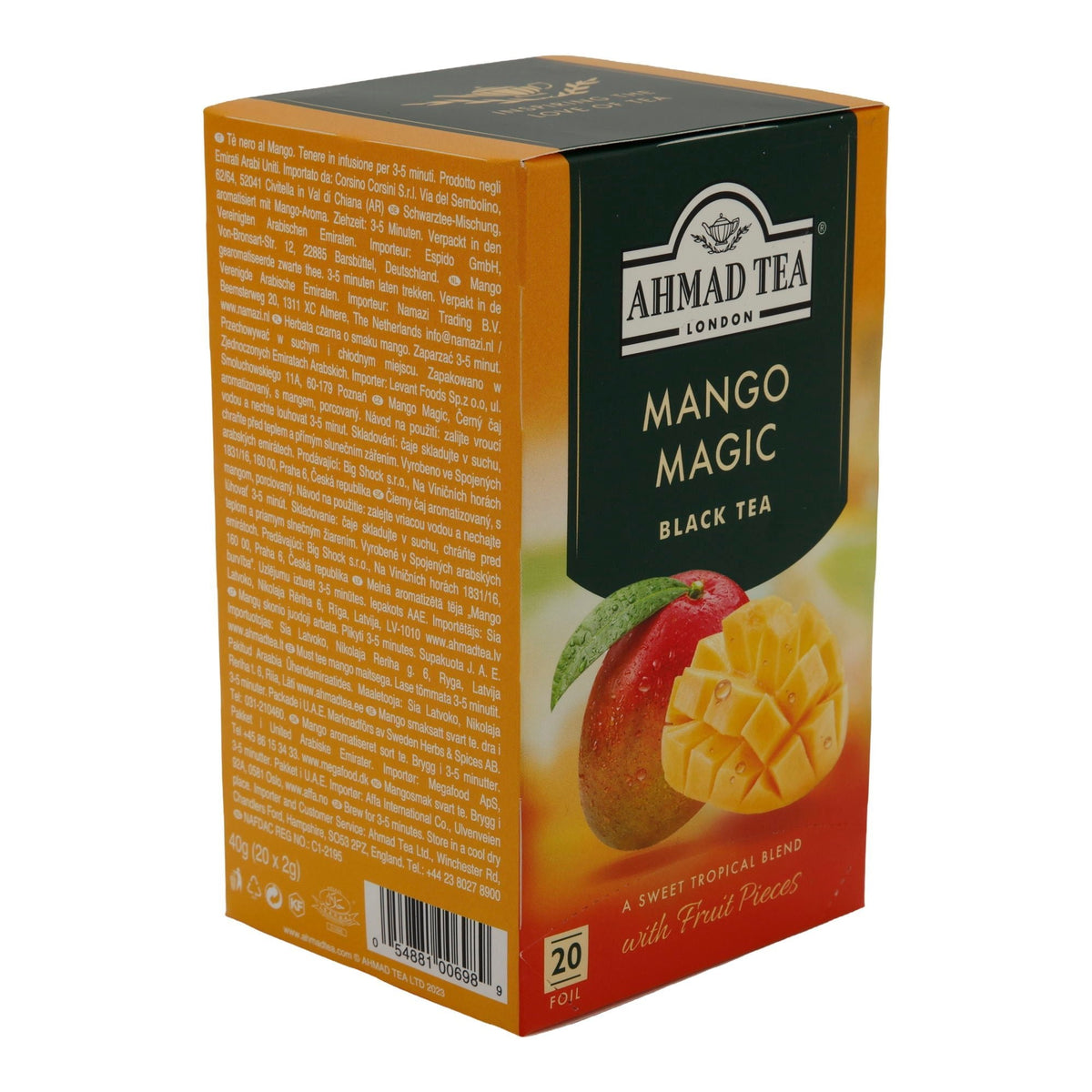 Schwarztee Ahmad Tea | Mango Magic | Mit Mango & tropischem Aroma | 20 Teebeutel | 40g