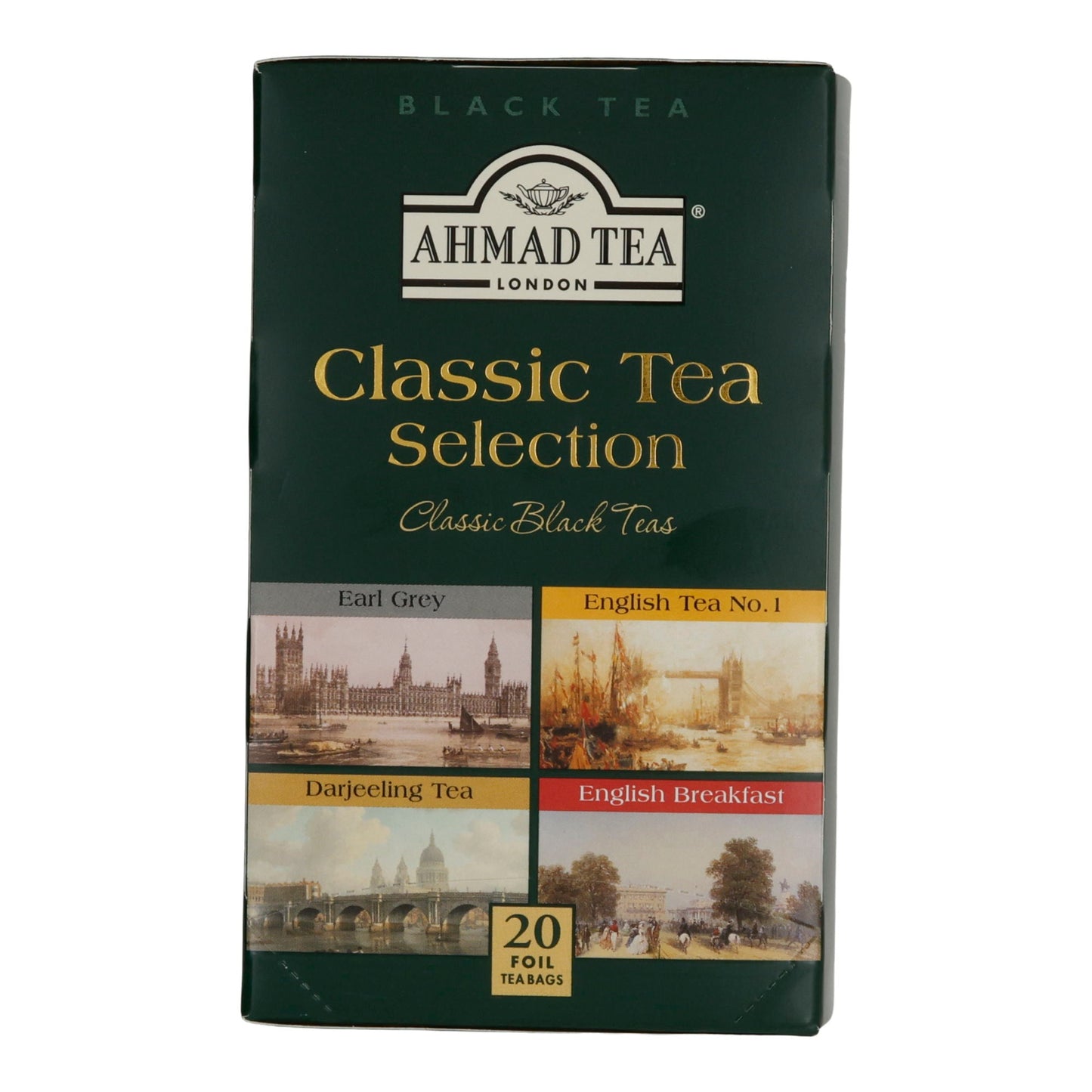 Schwarztee-Auswahl Ahmad Tea | Classic Tea Selection | 4 Sorten – 20 Teebeutel | English Breakfast, Darjeeling, Earl Grey, Tea No. 1