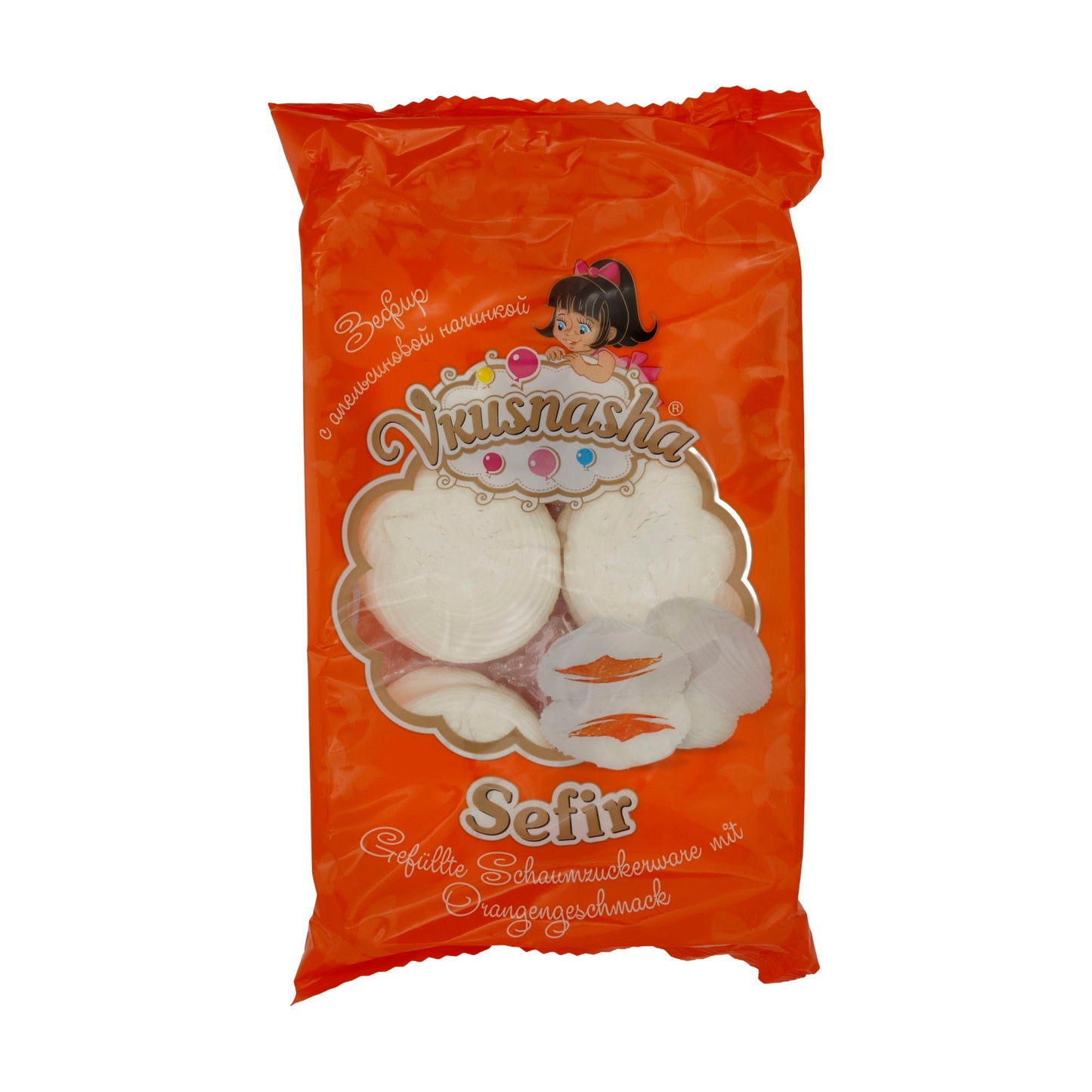 Sefir Vkusnasha | Schiuma zuccherata ripiena | Aroma d'arancia | 300 g