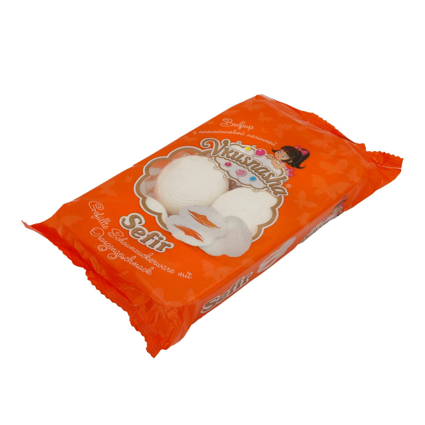 Sefir Vkusnasha | Schiuma zuccherata ripiena | Aroma d'arancia | 300 g