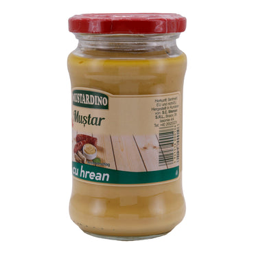 Senf Mustardino Muștar cu Hrean | Mit Meerrettich veredelter Senf | 280 g