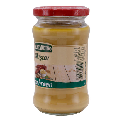 Senf Mustardino Muștar cu Hrean | Mit Meerrettich veredelter Senf | 280 g
