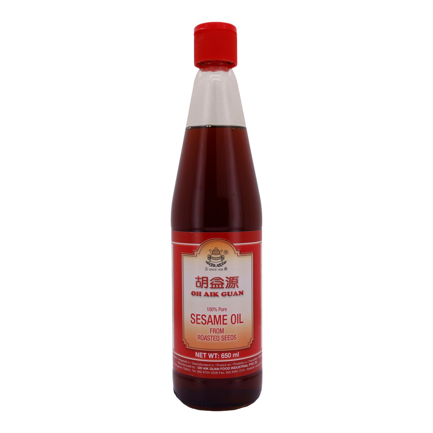 Sesamolie Oh Aik Guan | 100% pure sesamolie | Van geroosterde zaden | 650 ml