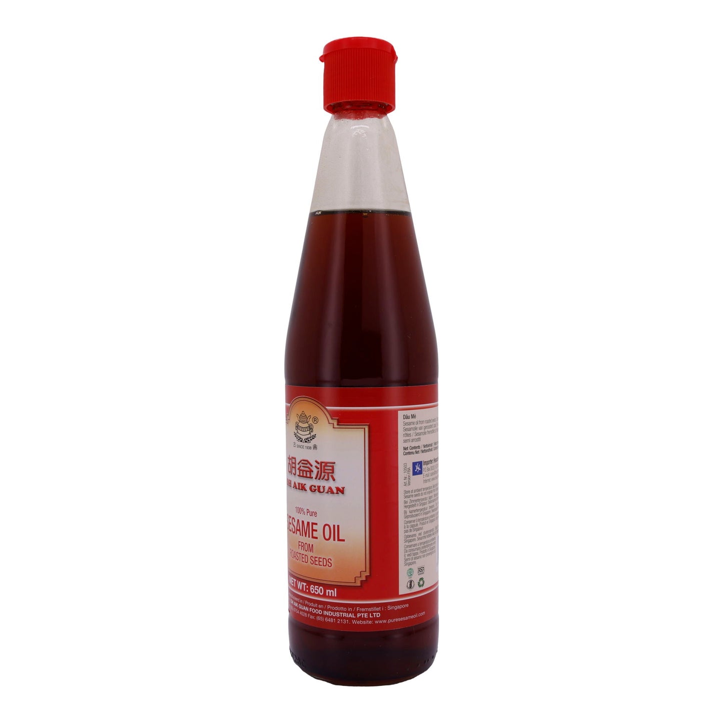 Sesamolie Oh Aik Guan | 100% pure sesamolie | Van geroosterde zaden | 650 ml