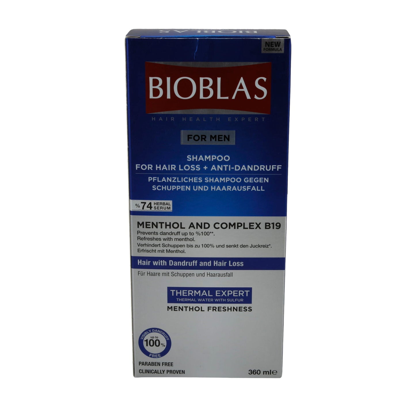 Shampoo Bioblas For Men | Contro Forfora & Caduta dei Capelli Mentolo | 360 ml