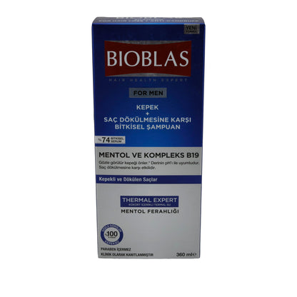 Shampoo Bioblas For Men | Contro Forfora & Caduta dei Capelli Mentolo | 360 ml