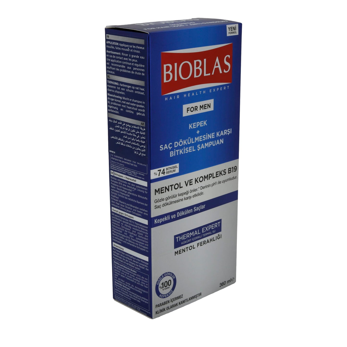 Shampoo Bioblas For Men | Contro Forfora & Caduta dei Capelli Mentolo | 360 ml