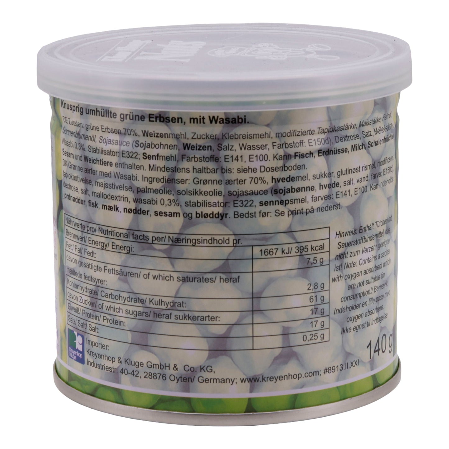 Snack Khao Shong | Wasabi Grüne Erbsen | Knusprig, würzig | 140 g