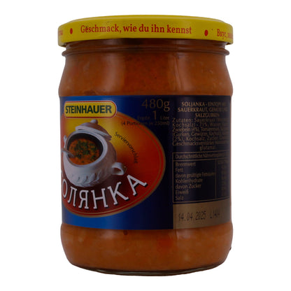 Soljanka Steinhauer | Eintopf mit Sauerkraut | Mit Gemüse und Salzgurken | 480 g Glas
