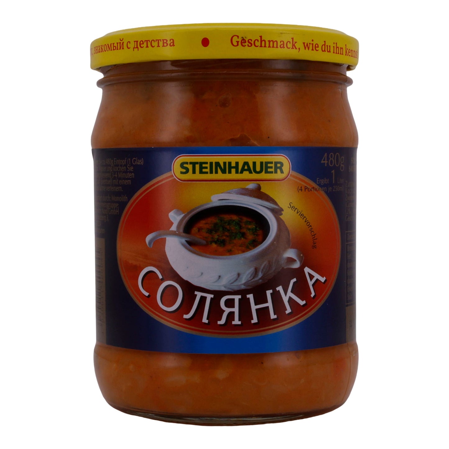 Soljanka Steinhauer | Eintopf mit Sauerkraut | Mit Gemüse und Salzgurken | 480 g Glas