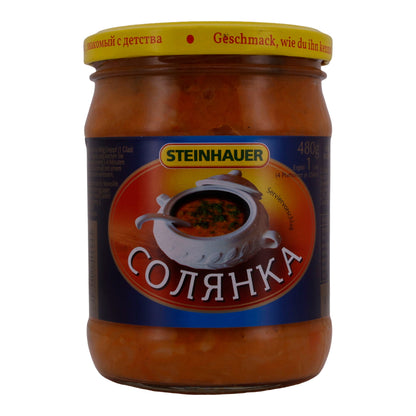 Soljanka Steinhauer | Eintopf mit Sauerkraut | Mit Gemüse und Salzgurken | 480 g Glas