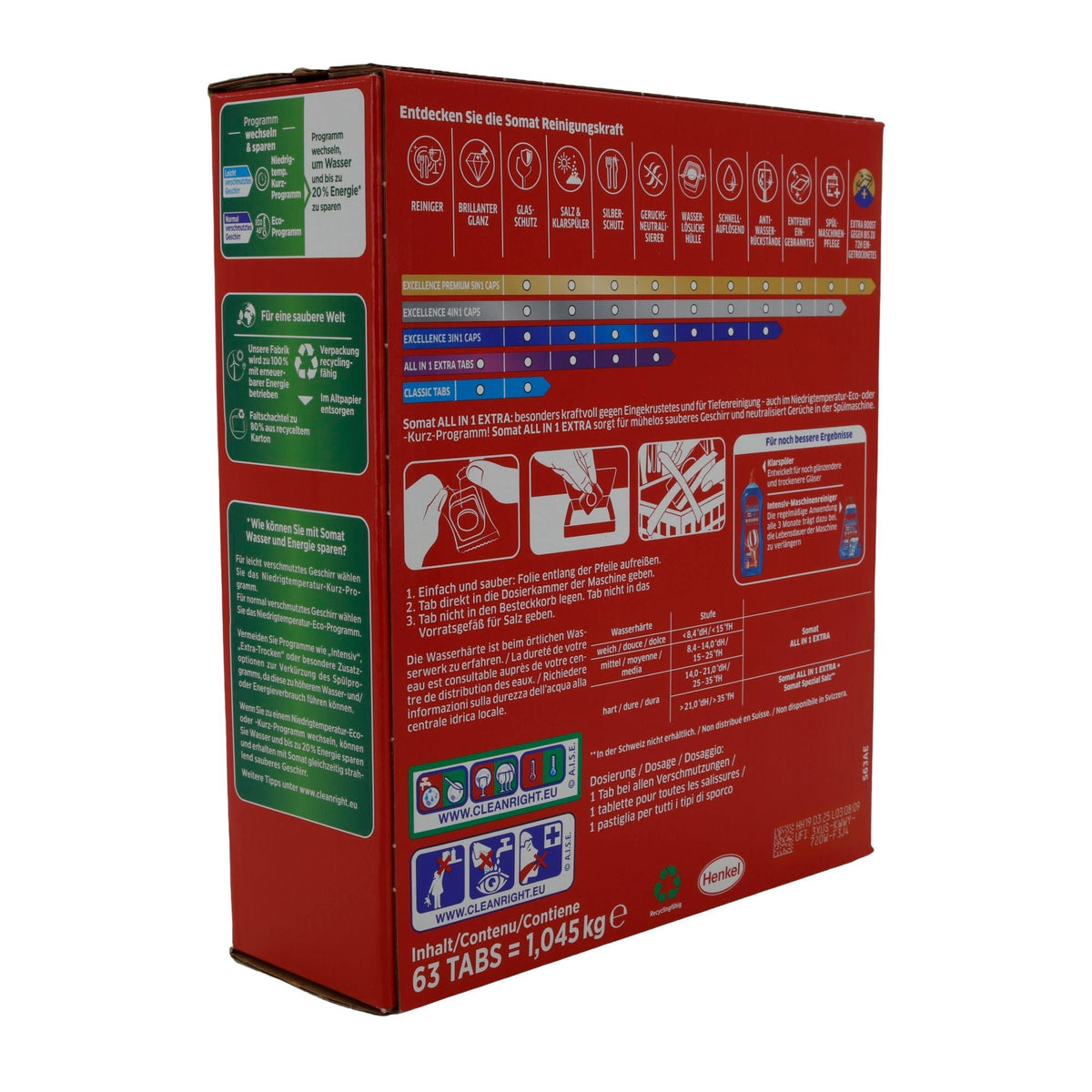 Somat Spülmaschinentabs | All in 1 Extra | 63 Tabs | 1,045 kg SOMAT