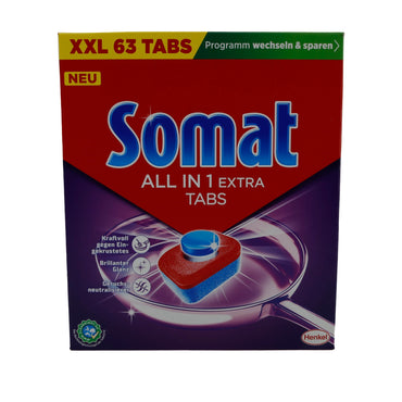 Somat Spülmaschinentabs | All in 1 Extra | 63 Tabs | 1,045 kg SOMAT