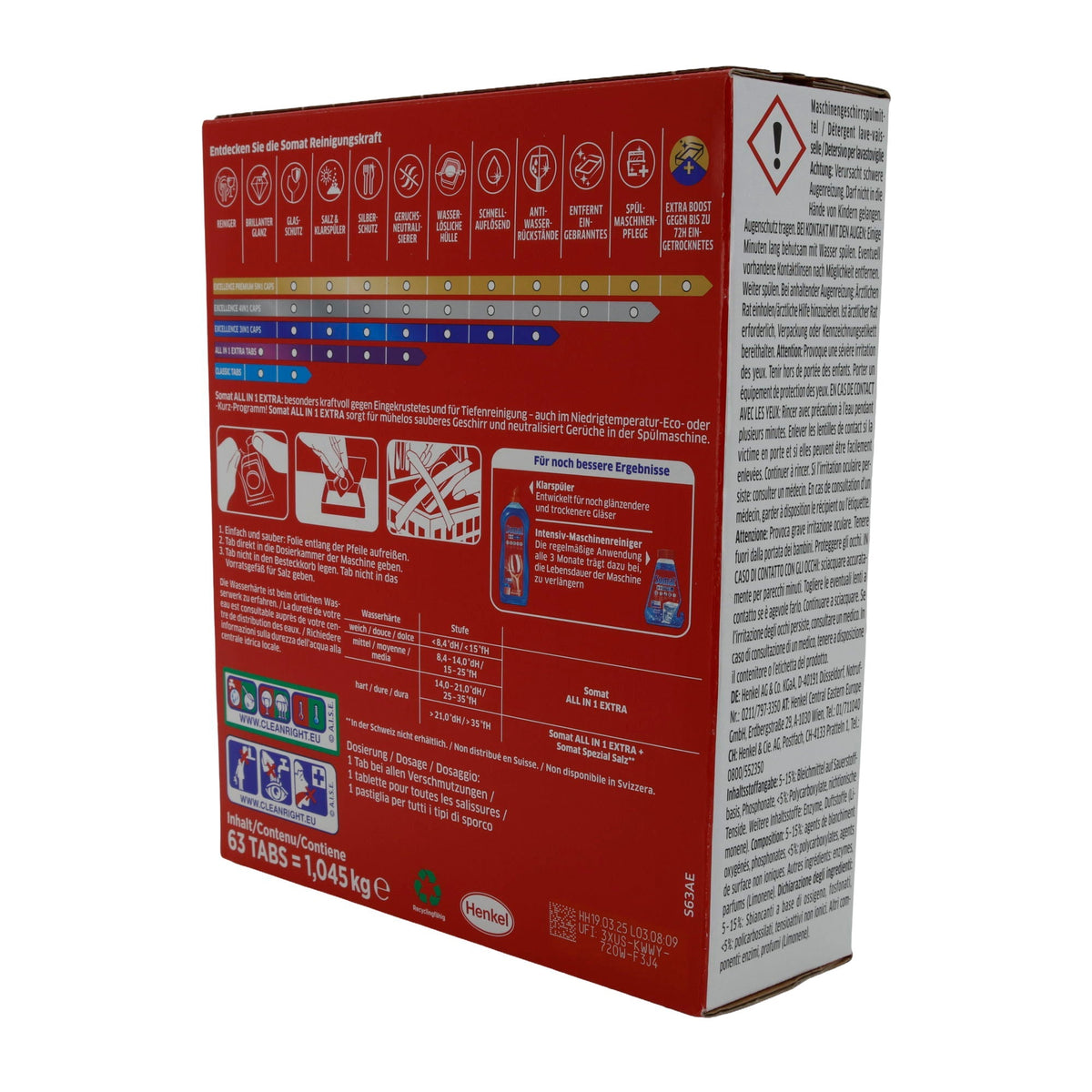 Somat Spülmaschinentabs | All in 1 Extra | 63 Tabs | 1,045 kg SOMAT