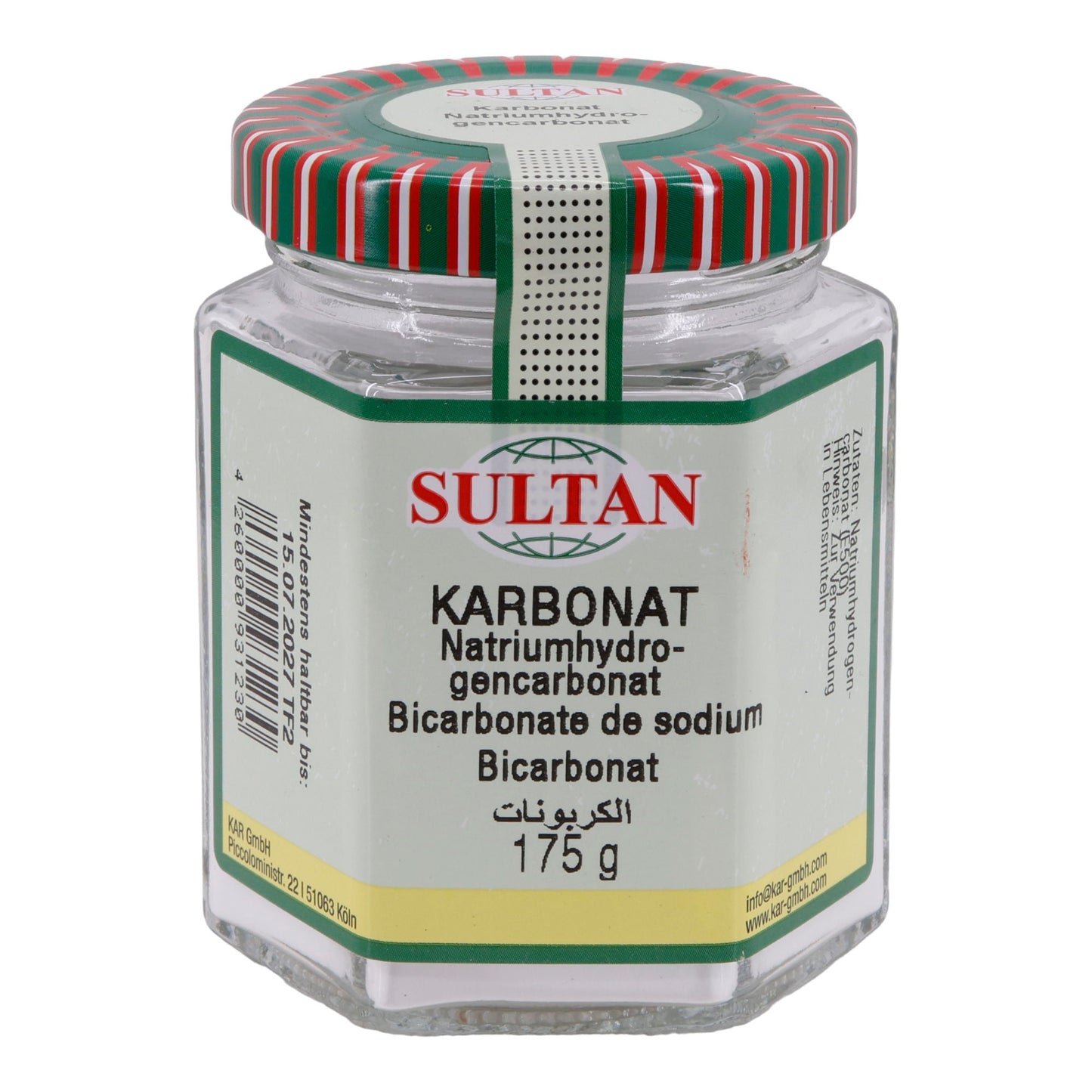 Sultan Sodium Bicarbonate - Baking Soda, 175 g Glass 