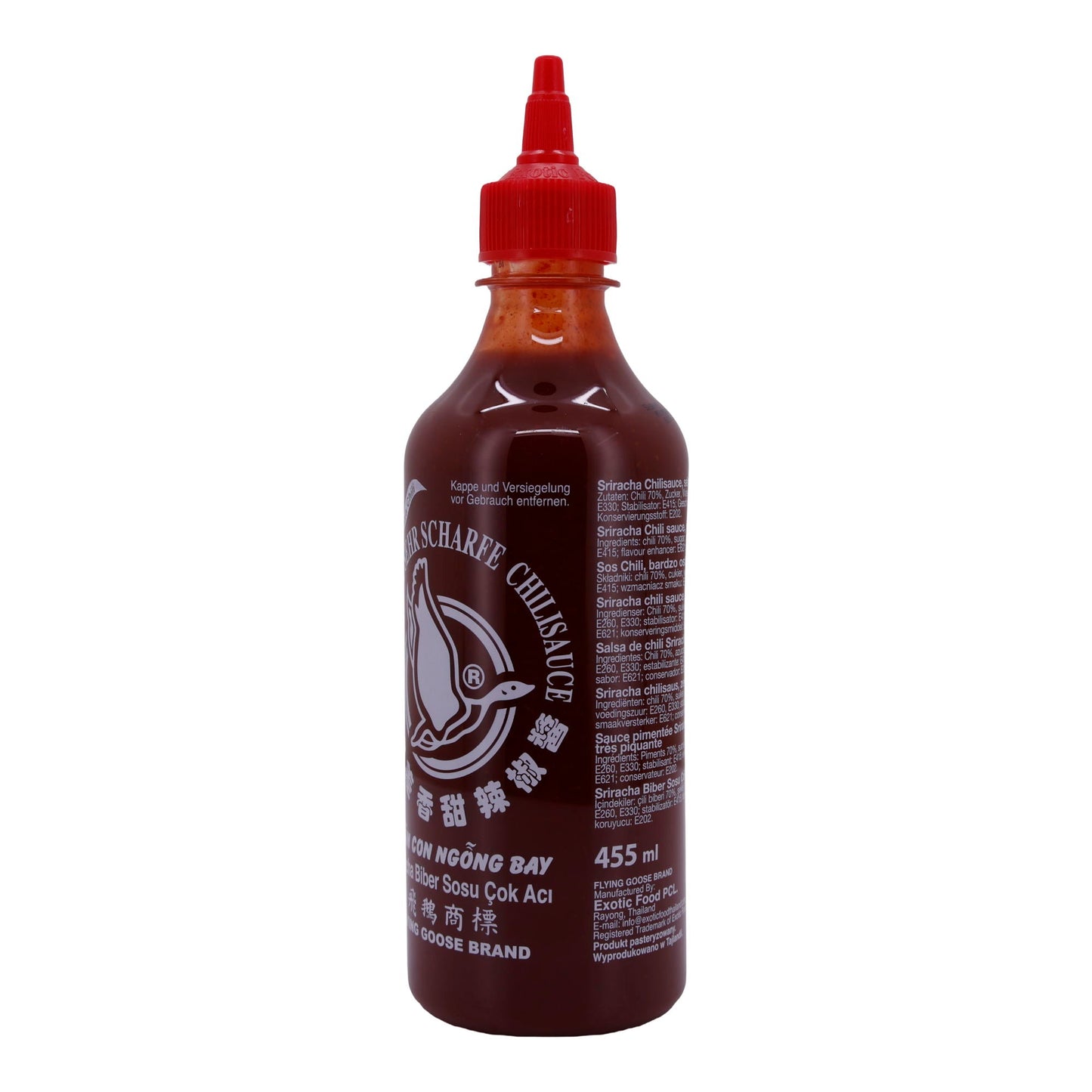 Sriracha Chilisauce Extra Scharf Flying Goose | Intensiver Geschmack für scharfe Gerichte | 455 ml